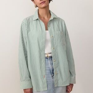 Marine Layer Green Stripe Poplin Shirt